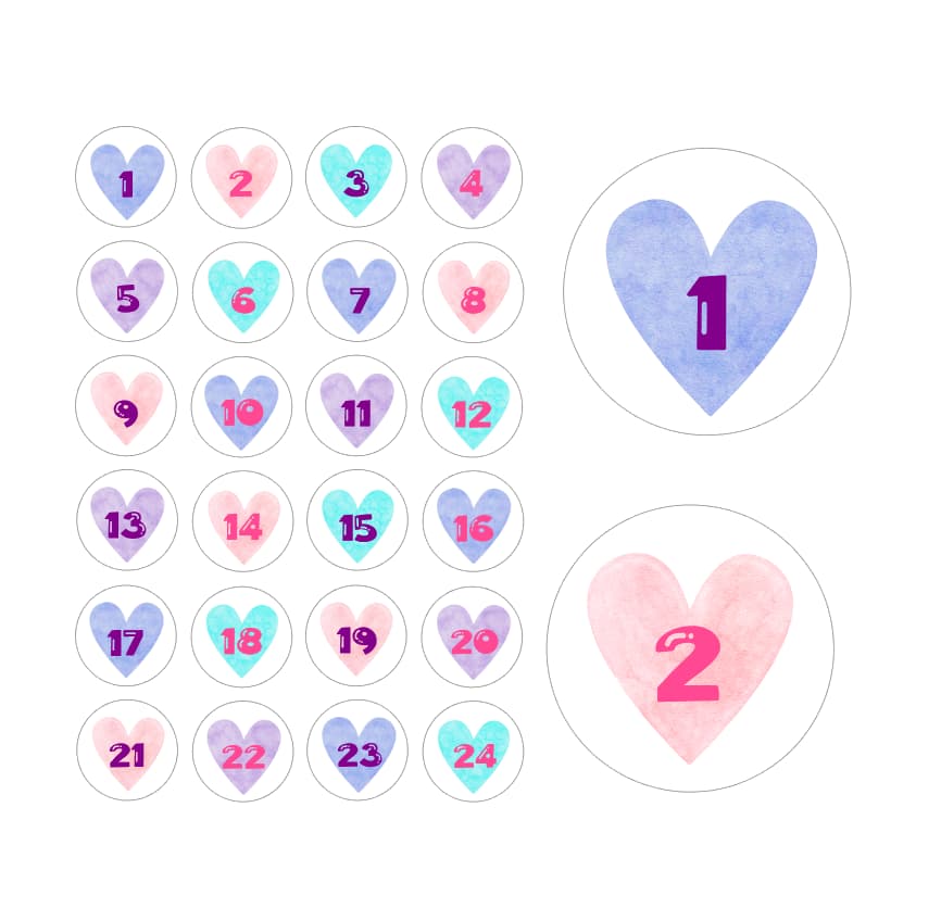 Adventskalender Zahlen Sticker Baurelia 23