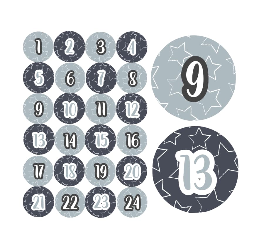 Adventskalender Zahlen Sticker Baurelia 38