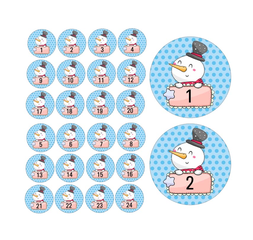 Adventskalender Zahlen Sticker Baurelia 8