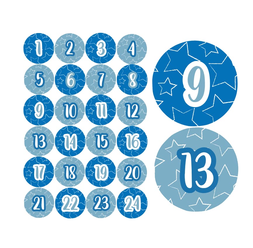 Adventskalender Zahlen Sticker Baurelia 37