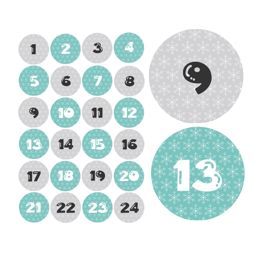 Adventskalender Zahlen Sticker Baurelia 45