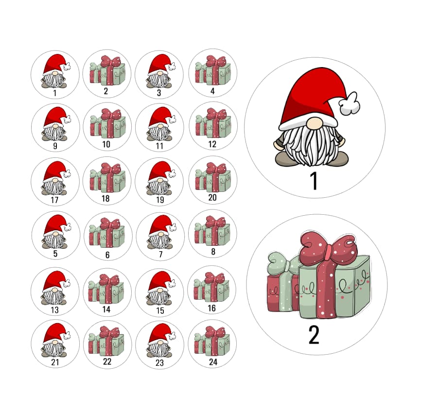 Adventskalender Zahlen Sticker Baurelia 21