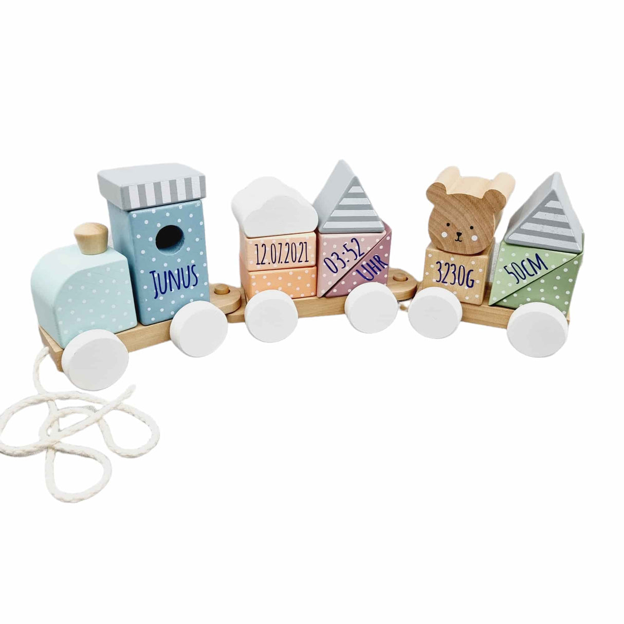 JABADABADO Holz Eisenbahn mit Steckformen Teddy