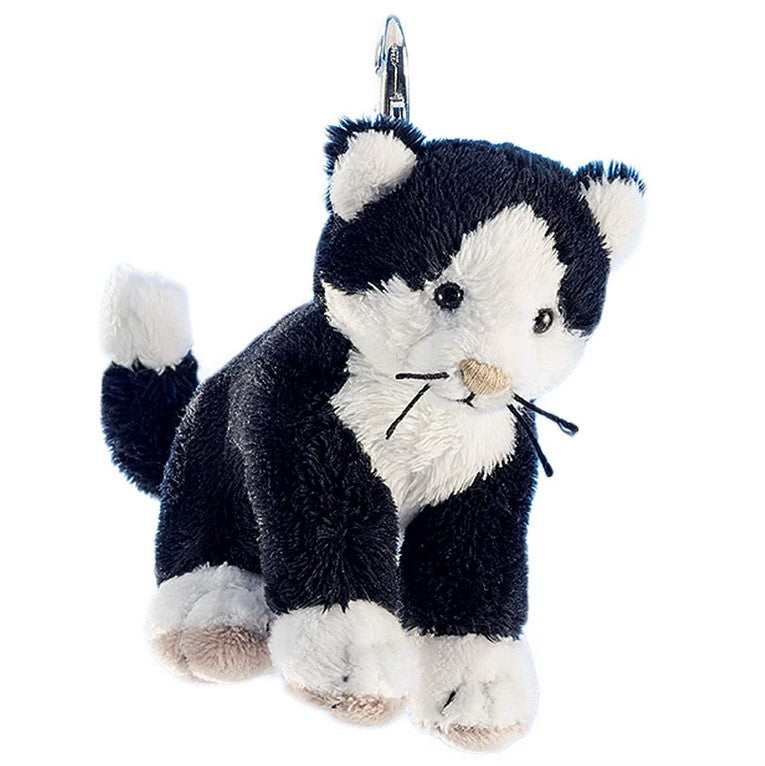 Schlüsselanhänger Plüsch Katze Schwarz Weiss