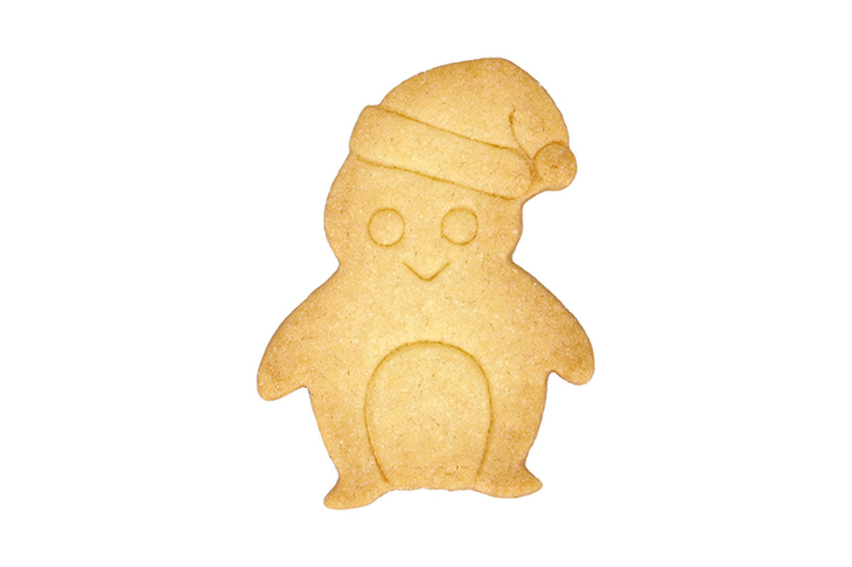 Edelstahl Ausstechform Weihnachts Pinguin mit Prägung