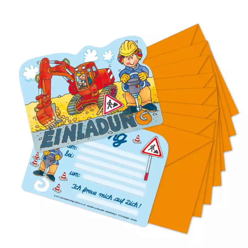 Einladungskarten Kindergeburtstag Baustelle