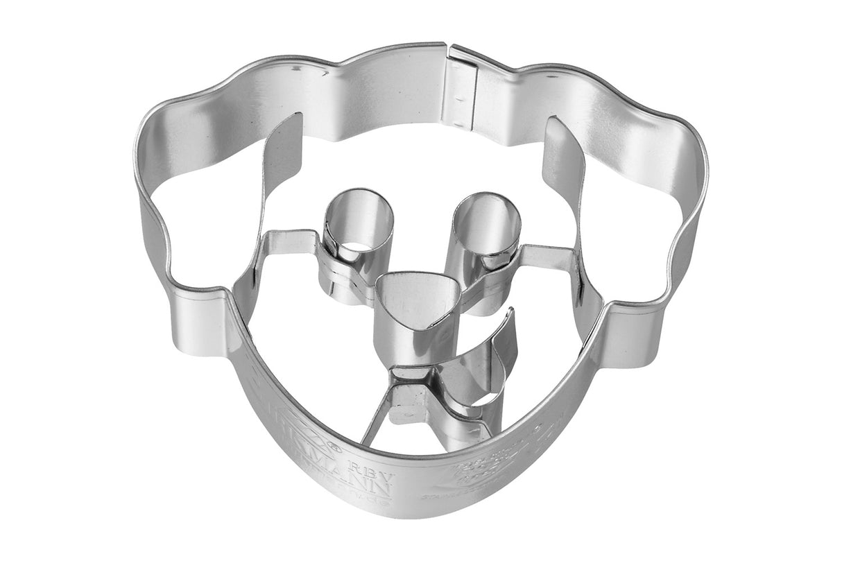 Edelstahl Ausstechform Hundekopf mit Prägung