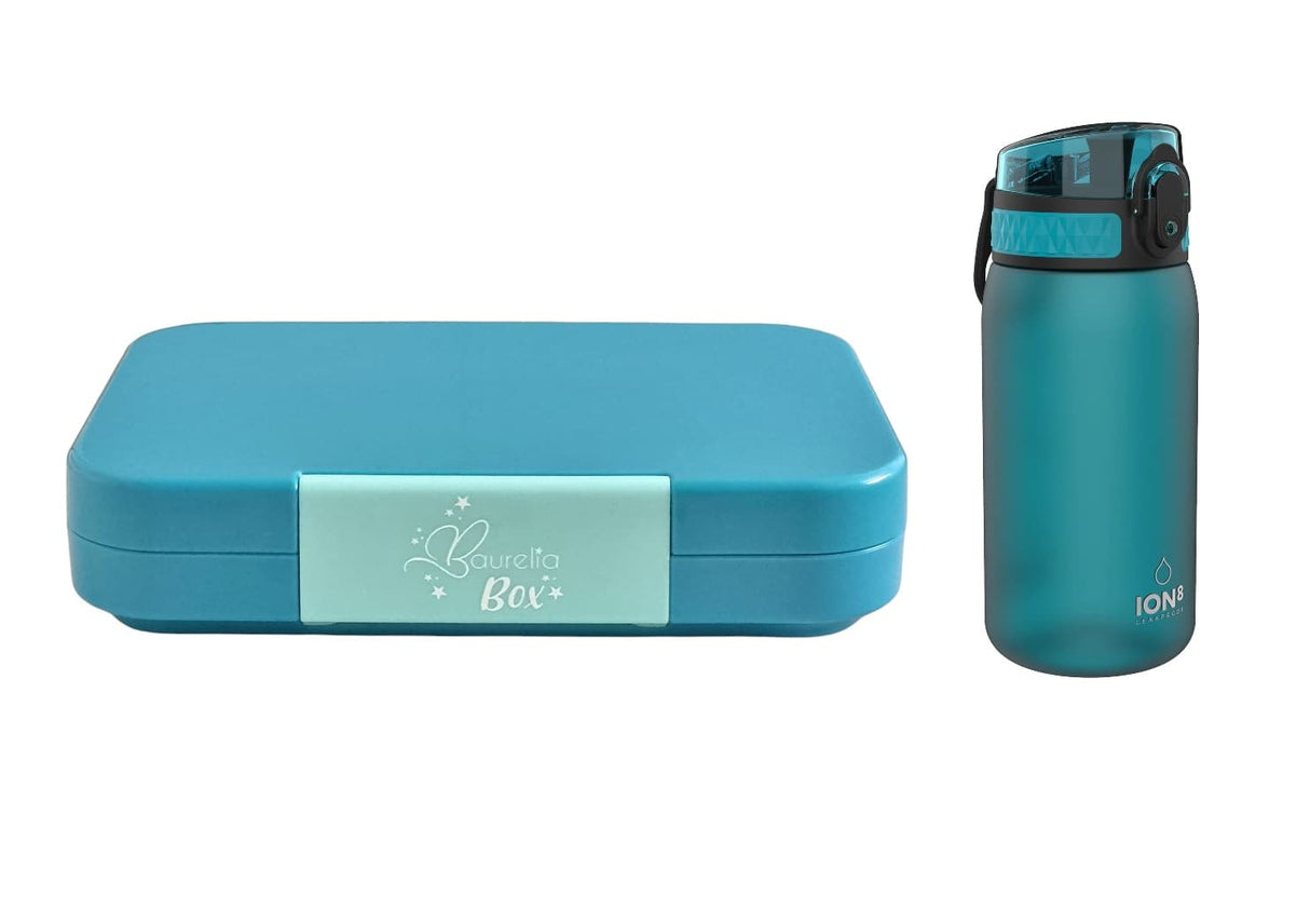 SET Znünibox und Trinkflasche Baurelia Box Maxi mit Ion8 400ml Türkis