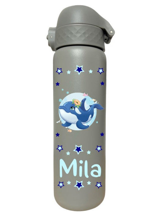 Edelstahl Trinkflasche Ion8 500ml Grau