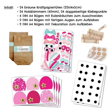 Adventskalender Eule Pink