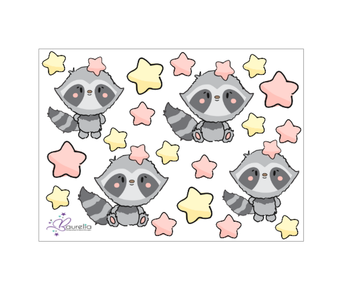 Stickerbogen Waschbär 2