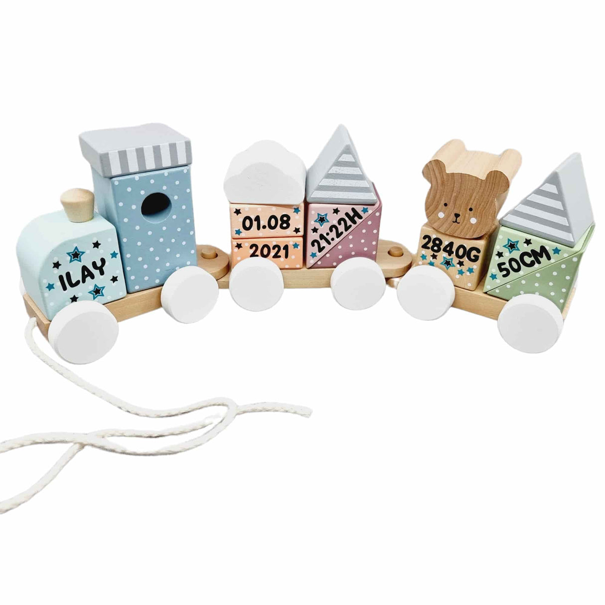 JABADABADO Holz Eisenbahn mit Steckformen Teddy