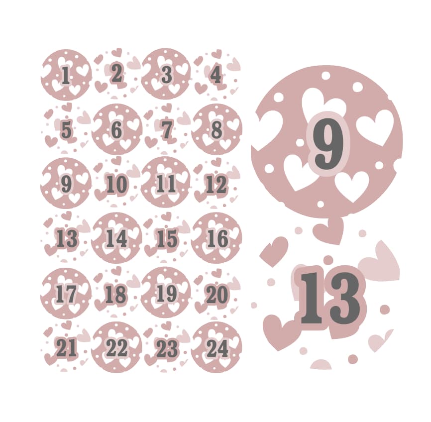 Adventskalender Zahlen Sticker Baurelia 43