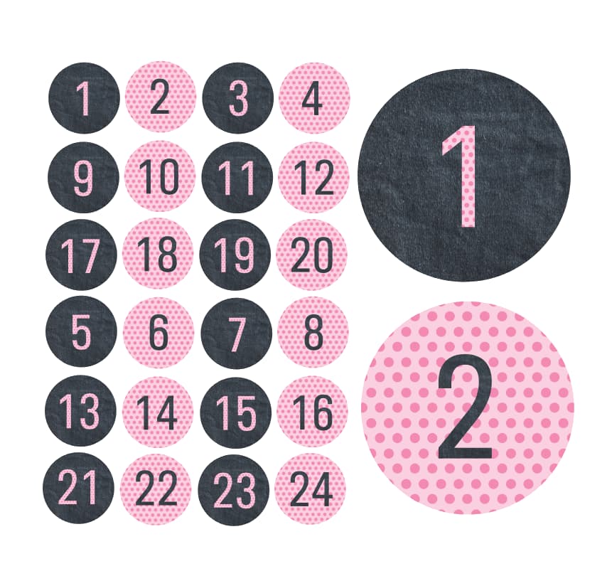 Adventskalender Zahlen Sticker Baurelia 5