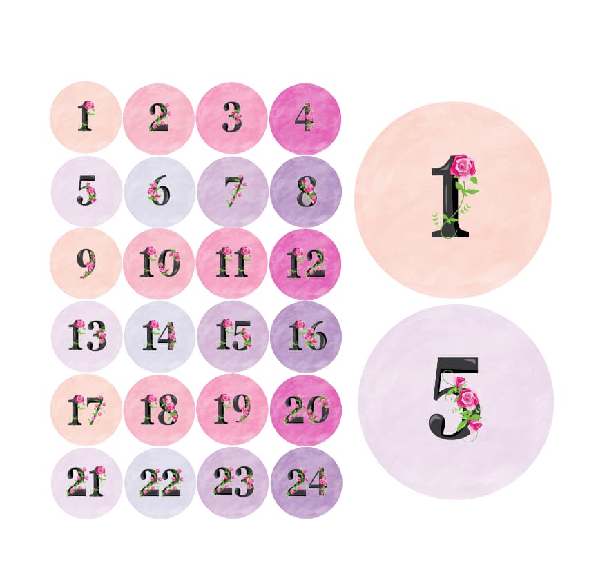 Adventskalender Zahlen Sticker Baurelia 27