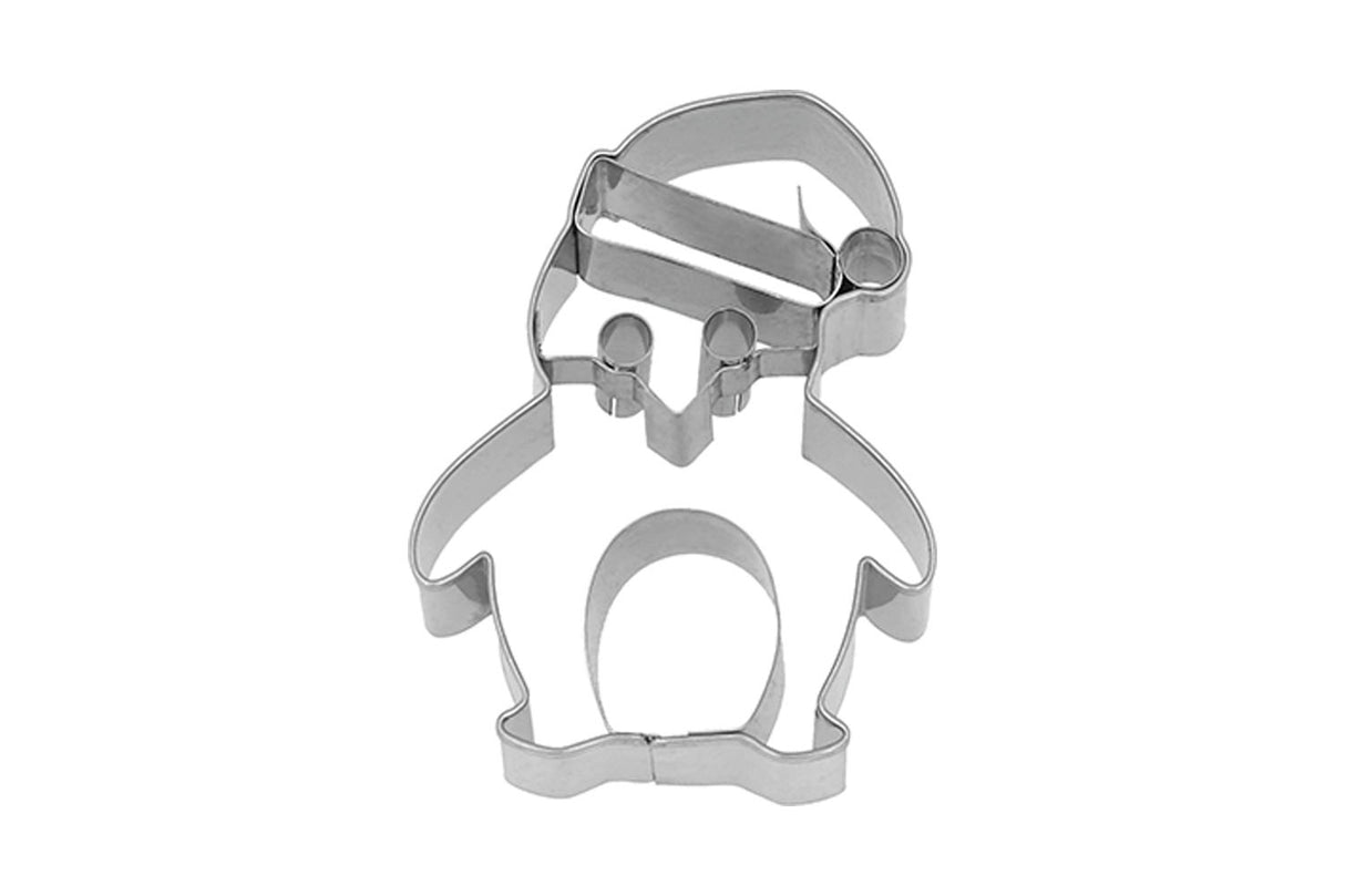 Edelstahl Ausstechform Weihnachts Pinguin mit Prägung