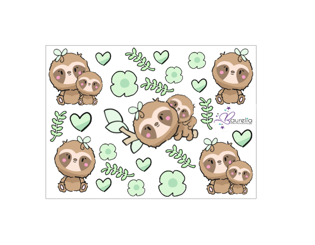 Stickerbogen Faultier 1