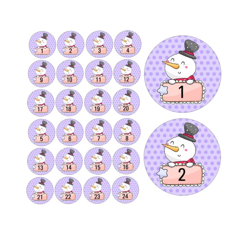 Adventskalender Zahlen Sticker Baurelia 7