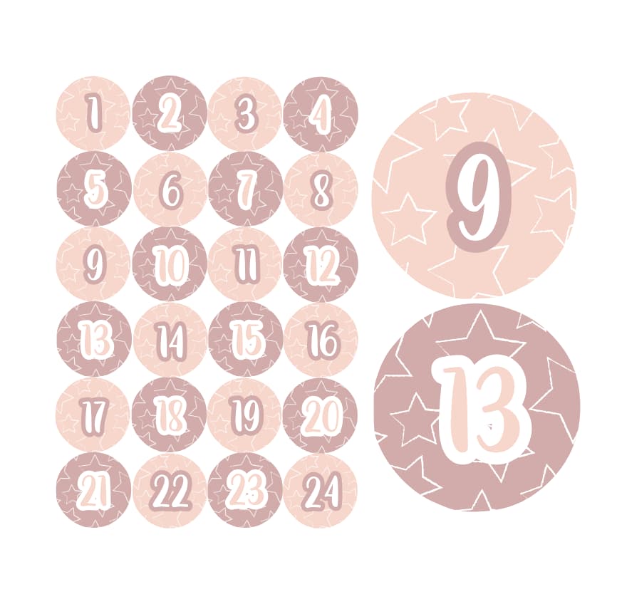 Adventskalender Zahlen Sticker Baurelia 39