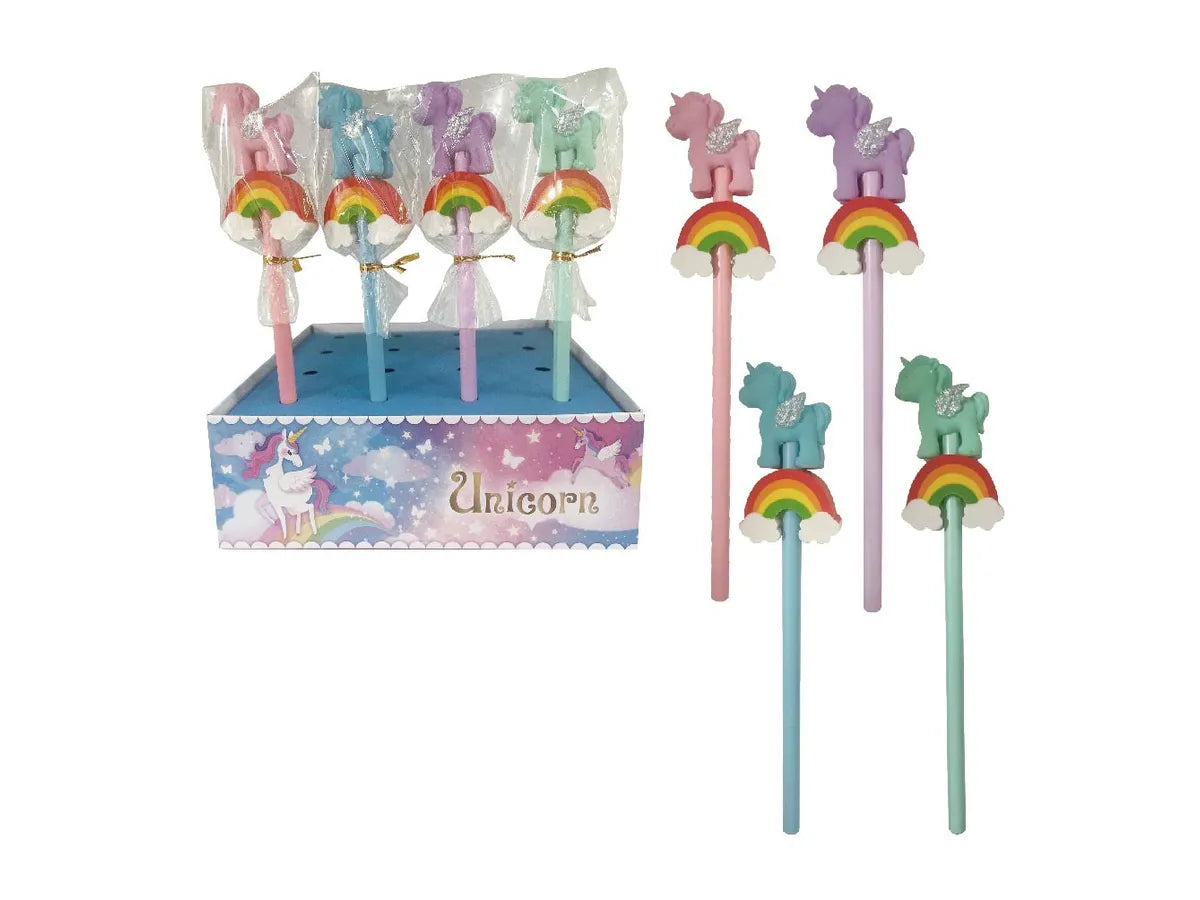 Bleistift mit Radiergummi Einhorn Regenbogen assortiert