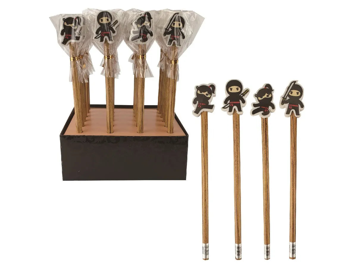 Bleistift mit Radiergummi Ninja assortiert