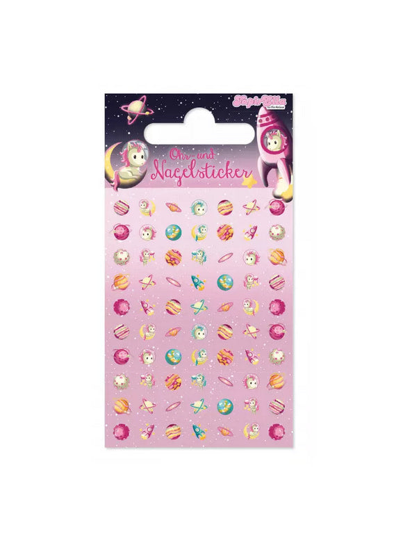 Ohr und Nagelsticker Space Einhorn