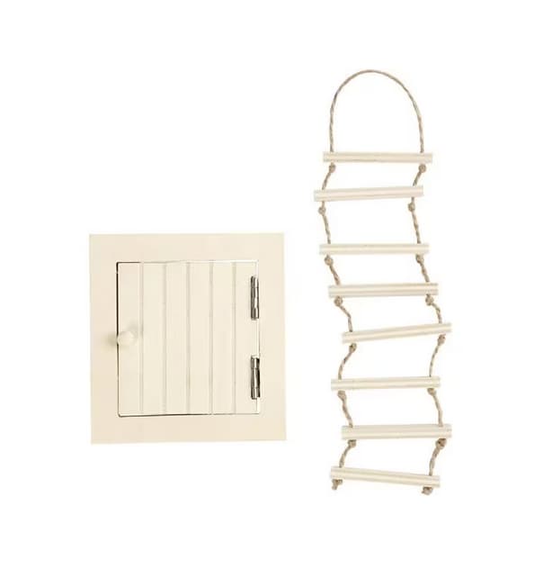 Wichtelzubehör Dachluke mit Strickleiter