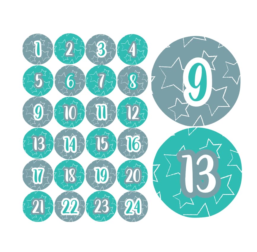 Adventskalender Zahlen Sticker Baurelia 40