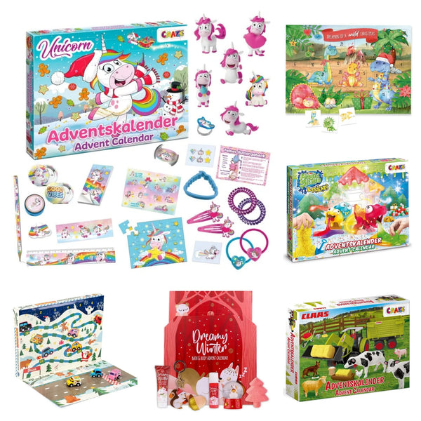Gefüllter Adventskalender für Kinder mit 24 kleinen Geschenken und Überraschungen