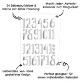 Adventszahlen für Adventskalender Silber Metallic