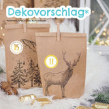 Adventskalender Zahlensticker Gold Weiss