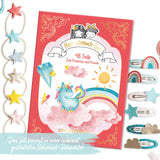 48 Haarspangen & Haargummies – Regenbogen