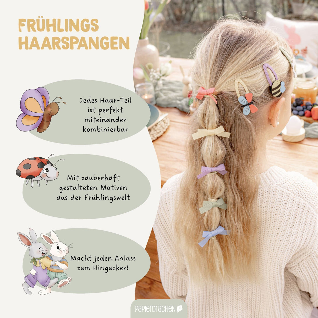 48 Haarspangen & Haargummies – Frühling
