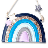 Kinderhandtasche Regenbogen Glitzer Blau