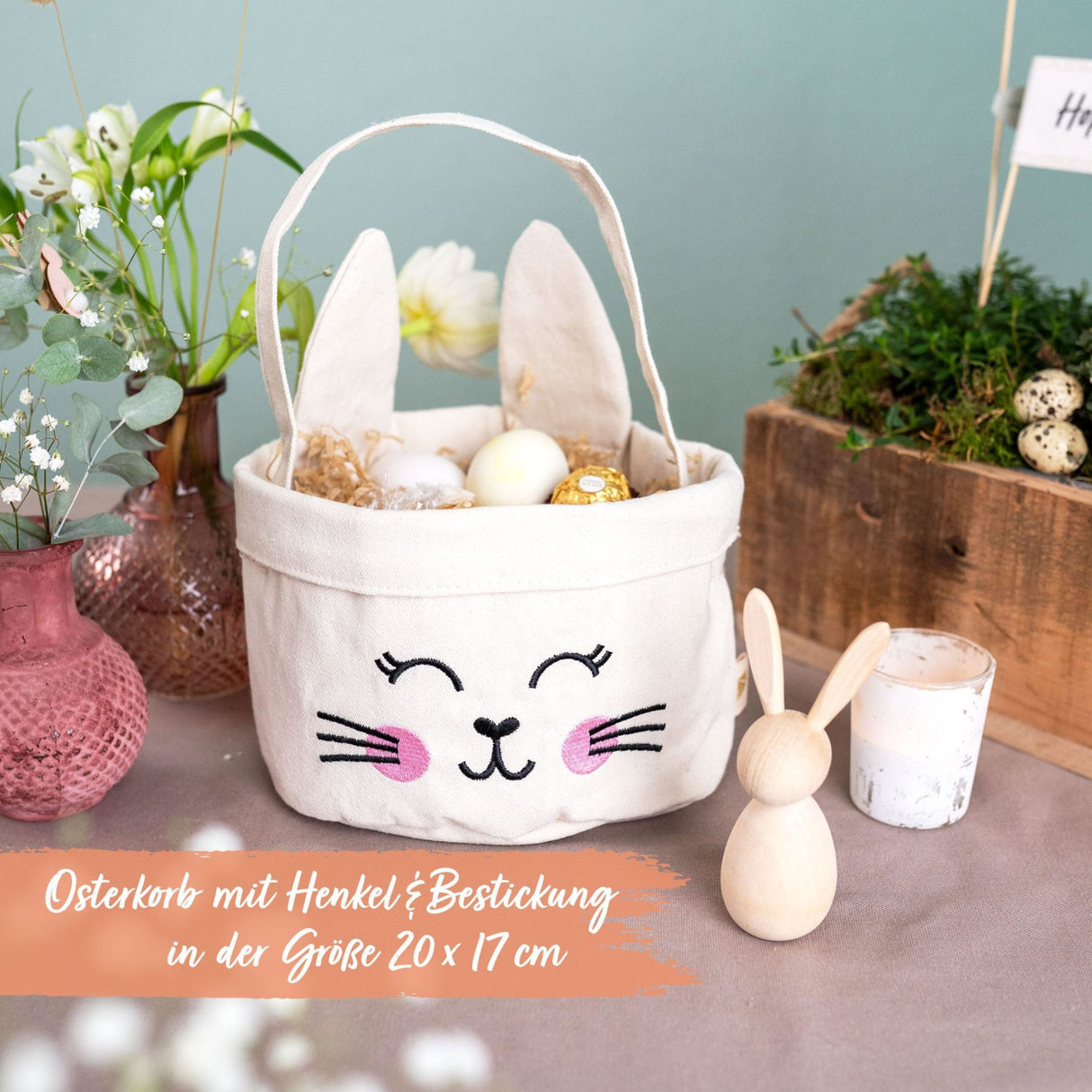 Osternest und Osterkorb Tasche Hase Beige