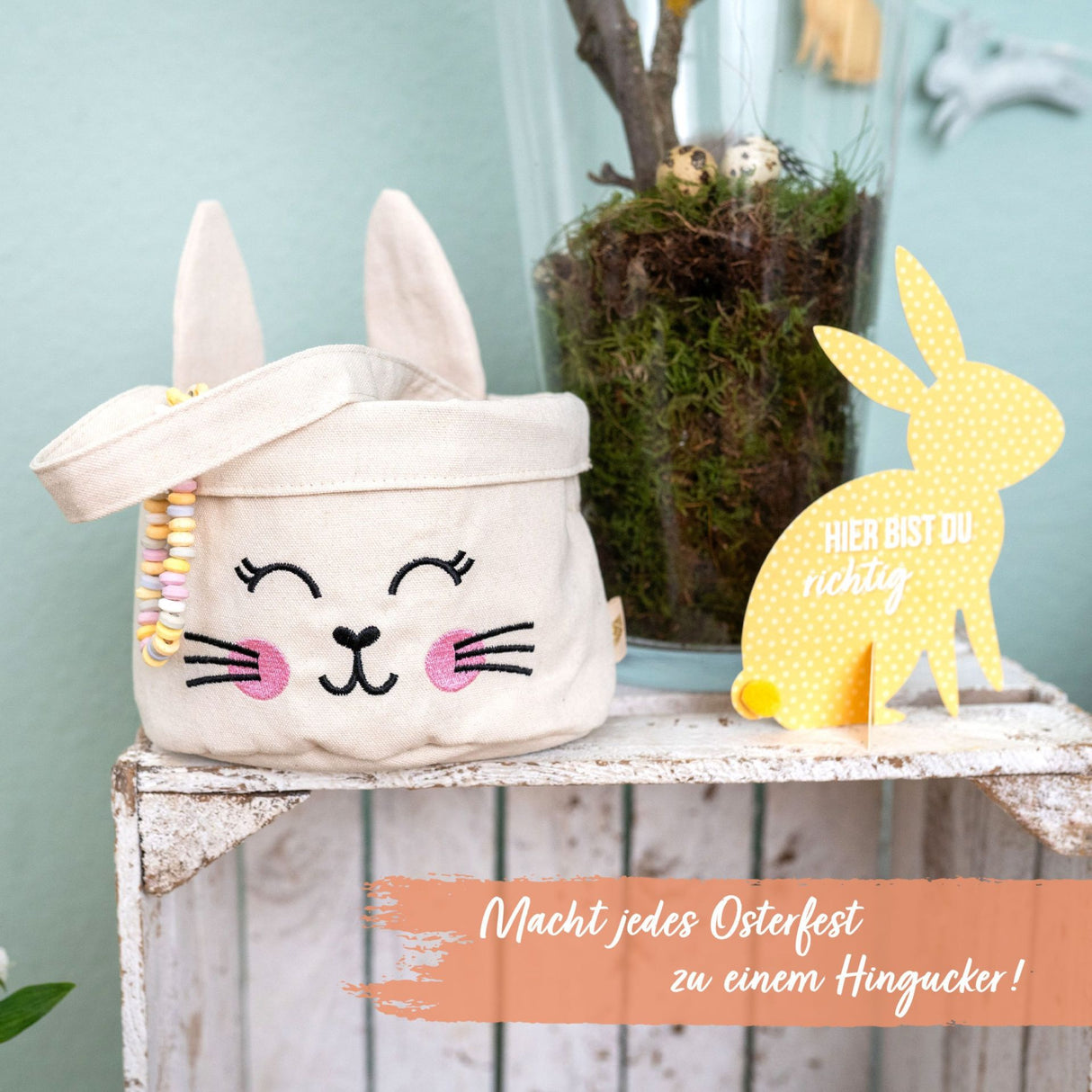Osternest und Osterkorb Tasche Hase Beige