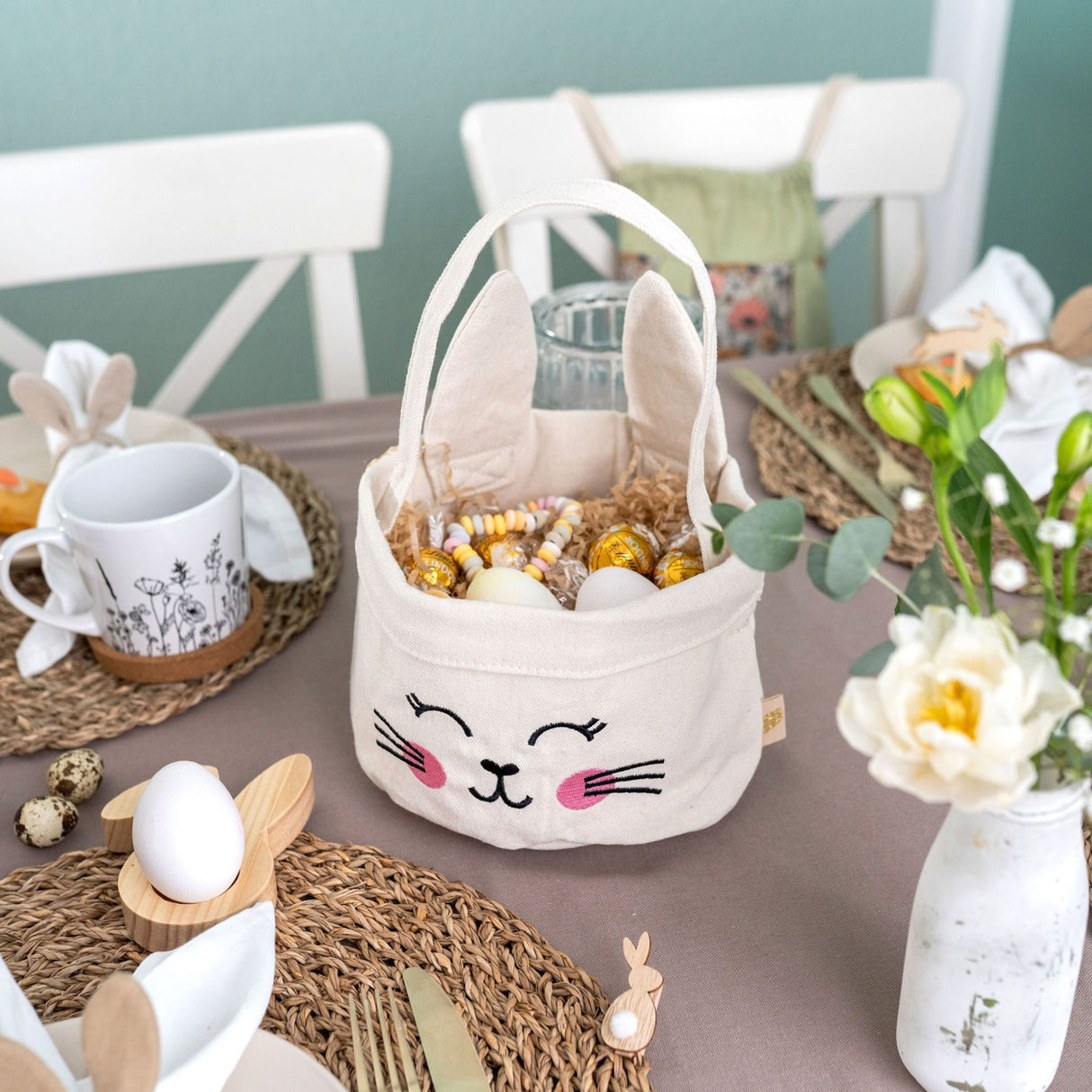 Osternest und Osterkorb Tasche Hase Beige