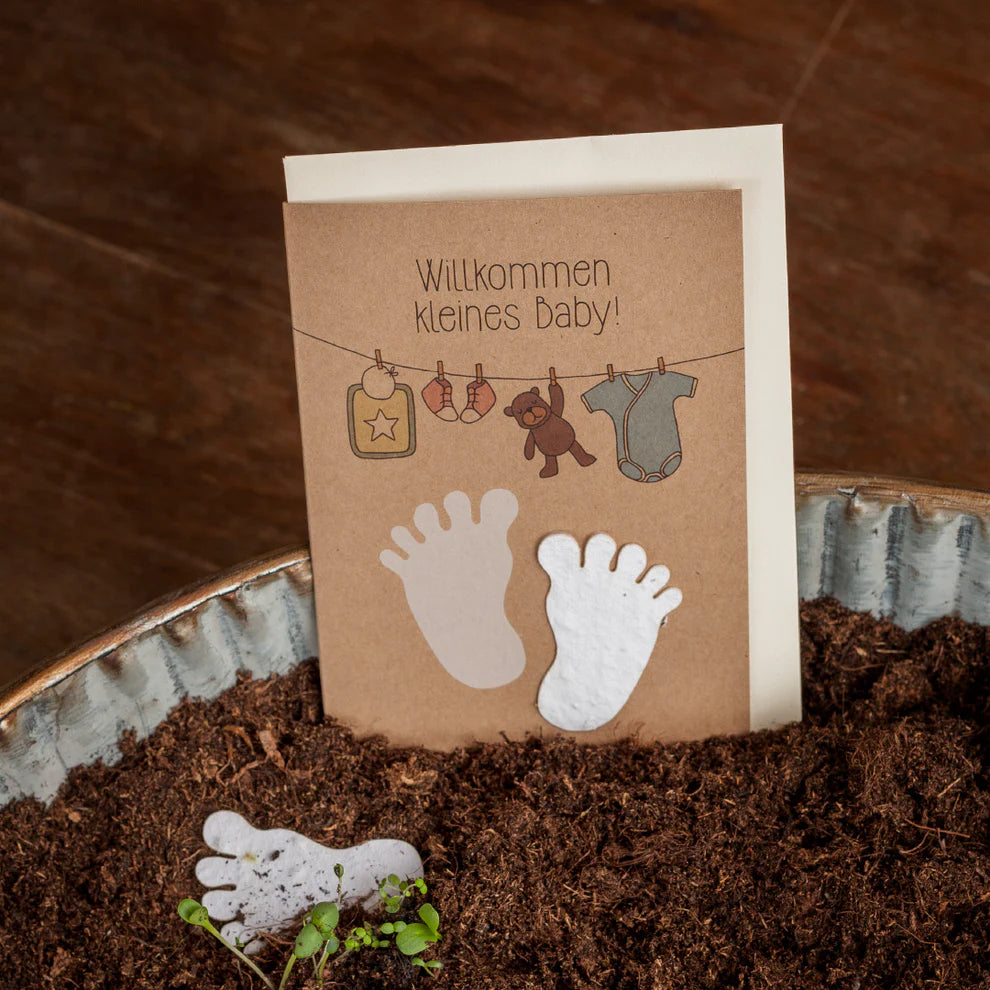 Saatsteckkarte Willkommen kleines Baby