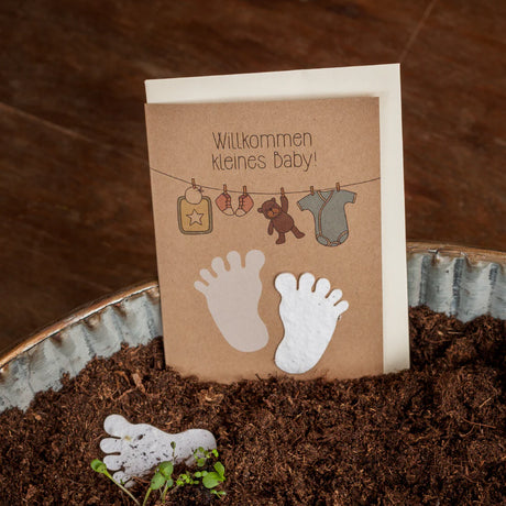 Saatsteckkarte Willkommen kleines Baby