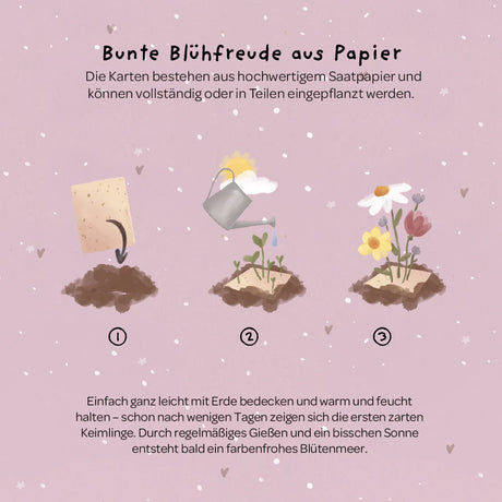 Saatsteckkarte Löwe - Bunte Blumen für dein Löwenherz