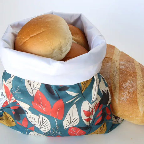 Lunchbag und Brotbeutel Colibri Blätter Boho Blau