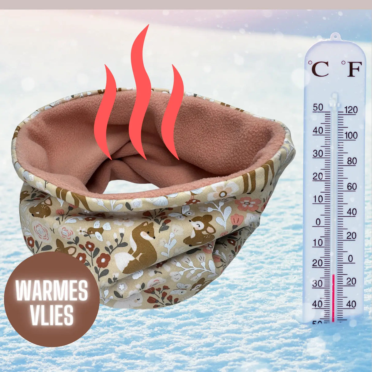 Kinder Winter Mütze & Loop Schal Reflektierend Waldtiere