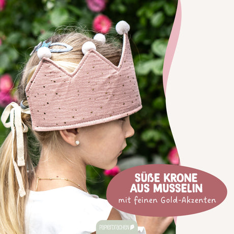 Kinder Musselinkrone mit goldenen Akzenten Rosa