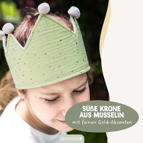 Kinder Musselinkrone mit goldenen Akzenten Mint