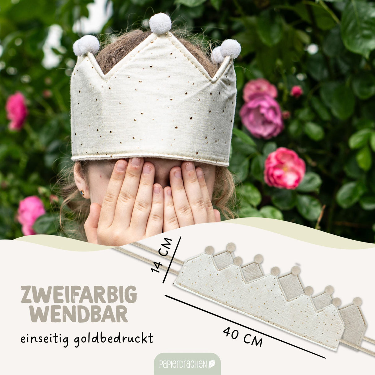 Kinder Musselinkrone mit goldenen Akzenten Beige