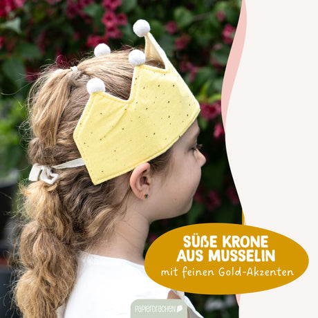 Kinder Musselinkrone mit goldenen Akzenten Gelb