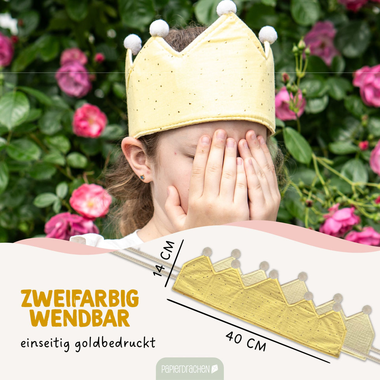 Kinder Musselinkrone mit goldenen Akzenten Gelb