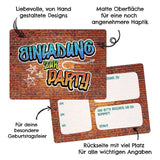 12 Einladungskarten Kindergeburtstag Graffiti Blau