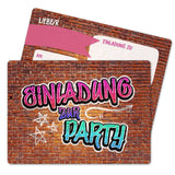 12 Einladungskarten Kindergeburtstag Graffiti Pink
