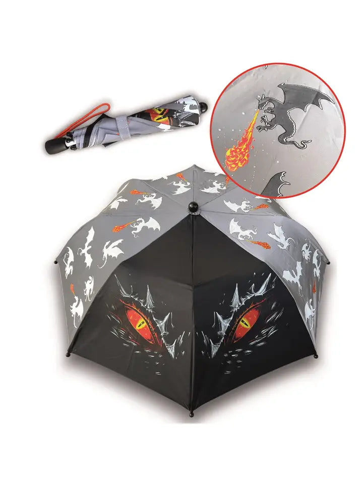 Kinder Regenschirm mit Farbwechsel Drache